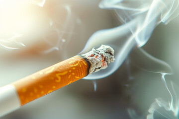 Closeup of Cigarette Burning. Stop smoking Concept