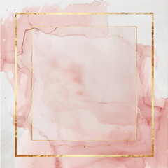 Sophisticated wedding invite background with soft blush watercolor and gold leaf accents in a delicate marble texture.