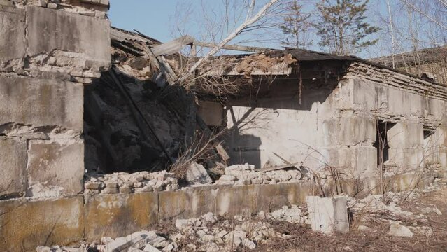 Abandoned cowshed in a Russian village