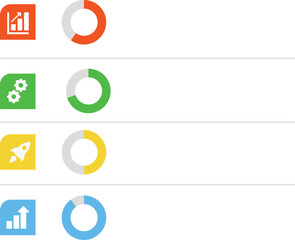 Obraz premium Editable Donut or Data pie chart Blank Elements.Infographic Elements, pie chart with icon, business elements and statistics with numbers can be use infographic, UI, web design, business presentation. 