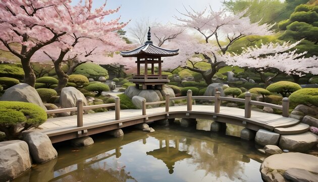 Create An Image Of A Serene Japanese Tea Garden Wi