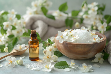 Natural Spa and Aromatherapy Concept with Jasmine Flowers