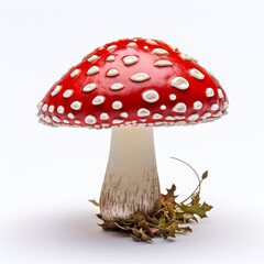 fly agaric mushroom on a white background сreated with Generative Ai