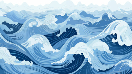 Fototapeta na wymiar Blue and White Wave Drawing. Generative AI
