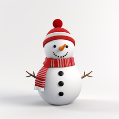 snowman, white background, minimalistic 3D model сreated with Generative Ai