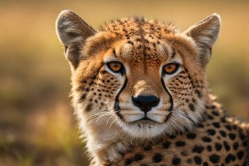 A cheetah, Acinonyx jubatus, standing in the savanna
