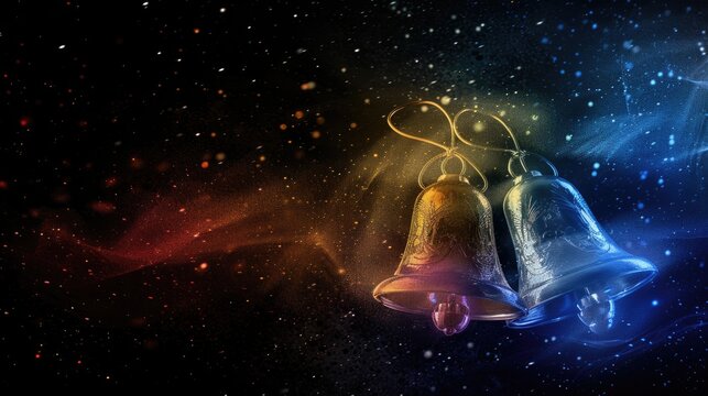 Copper bell, chime isolated on black background Generative AI