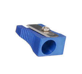 Blue pencil sharpener isolated on transparent layered background. - 755077552