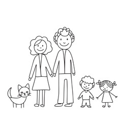 Hand drawn doodle family icon. Outline family clipart. Hand drawn vector art.