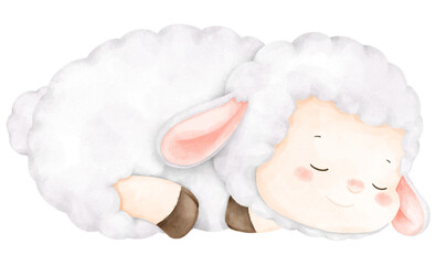 cute baby sheep sleeping © b.illustrations