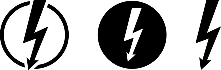 Electric power vector icon, Lightning symbol. Lightning bolt sign. Energy and thunder electricity symbol. Power or fast speed icon logotype UI, app, website element.