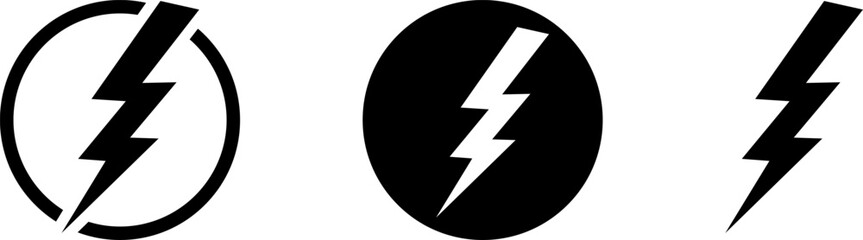 Electric power vector icon, Lightning symbol. Lightning bolt sign. Energy and thunder electricity symbol. Power or fast speed icon logotype UI, app, website element.