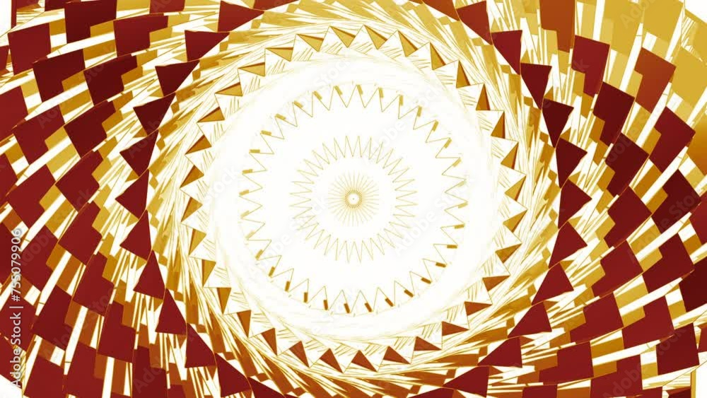 Poster Abstract psychedelic tunnel of bright rotating tiles. Motion. Pulsating rings with corridor effect.
