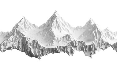 Minimalist Views of Earths Mountain Ranges Isolated on Transparent Background PNG.