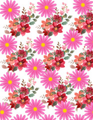 seamless pattern with pink flowers