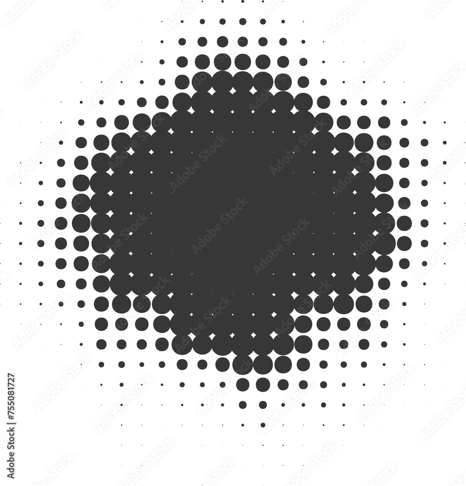 Poster halftone dotted shape. paint blob with noisy effect. abstract splatter shape