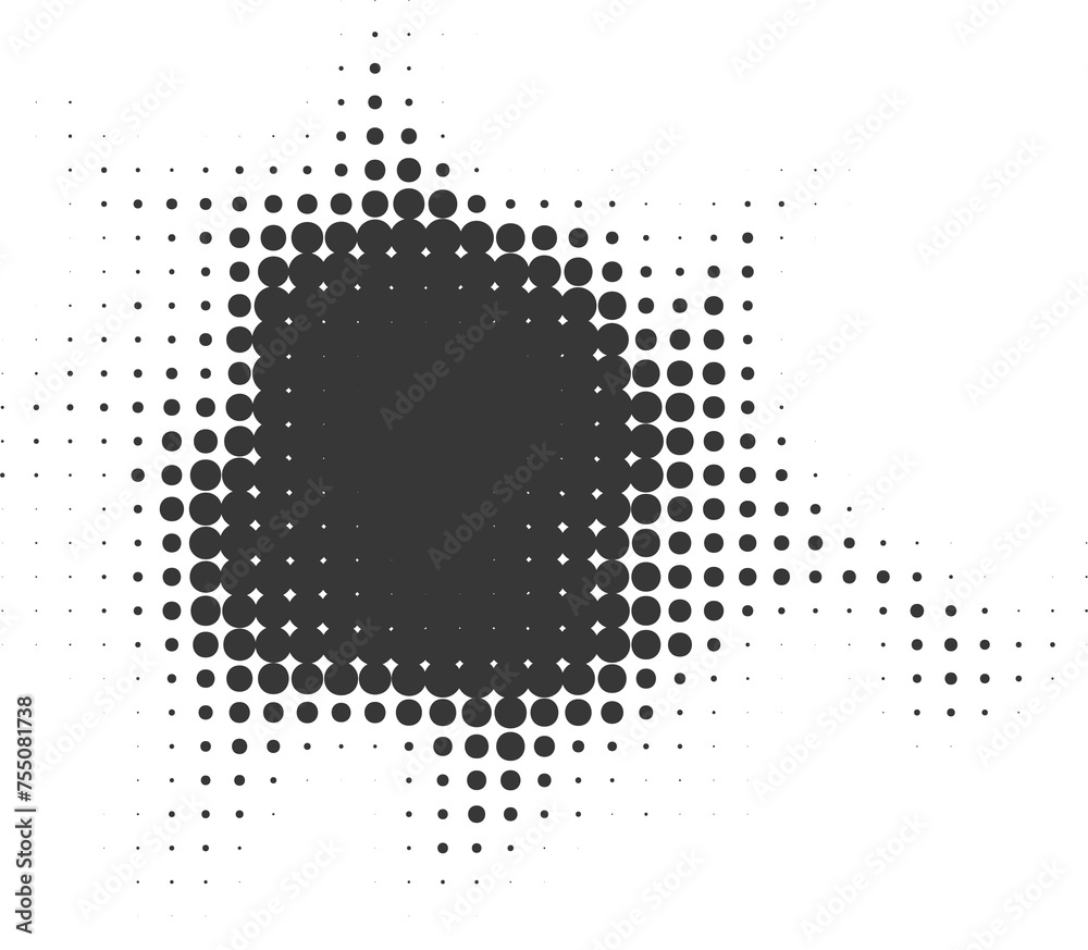Poster halftone dotted shape. paint blob with noisy effect. abstract splatter shape