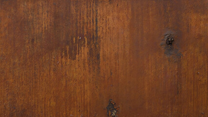 Admiring Complexity of Textural Layers: Grunge, Rust Iron Texture, Rusty Metal Background, Presenting Old Metal Panel in Landscape with Gold Brown Color and Corrosion.