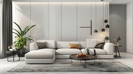 Modern living room interior with sofa