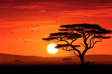 Foto auf Alu-Dibond Golden Savanna Evening Isolated on Transparent Background © Artimas 