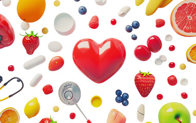 Essential Preventive Measures for Cardiovascular Wellnes Isolated on Transparent Background PNG. - obrazy, fototapety, plakaty