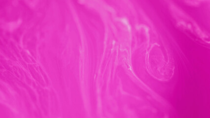 Fototapeta premium Neon mist. Pink ink flow. Defocused vibrant magenta white color wet paint shimmering texture stream motion in water art abstract background.