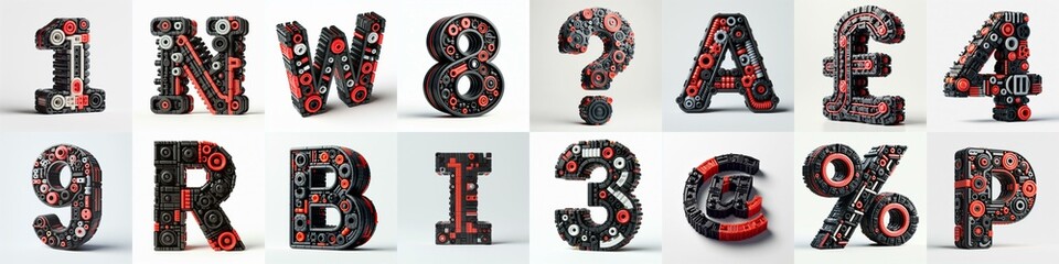 plastic toys blocks 3D Lettering Typeface. AI generated illustration