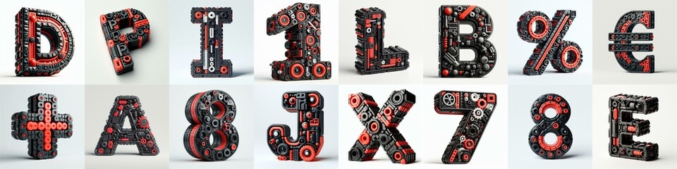 plastic toys blocks 3D Lettering Typeface. AI generated illustration