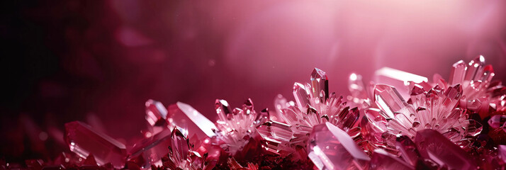 Abstract banner background with burgundy mineral crystals