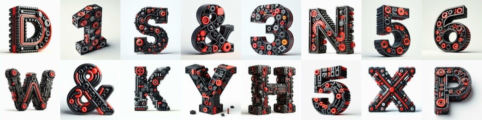 Fototapeta premium plastic toys blocks 3D Lettering Typeface. AI generated illustration
