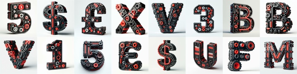 plastic toys blocks 3D Lettering Typeface. AI generated illustration