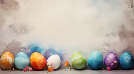 Fotobehang Easter card with colored eggs © Olga