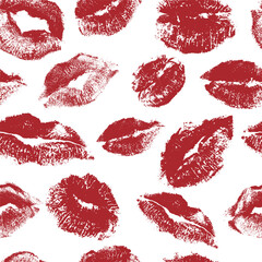 Seamless pattern of lipstick kisses. Vector illustration