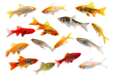 colorful isolated fishes on white background
