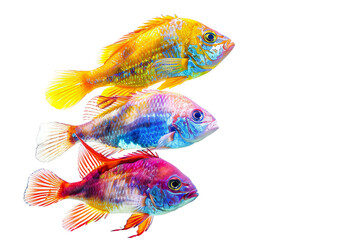 colorful isolated fishes on white background

