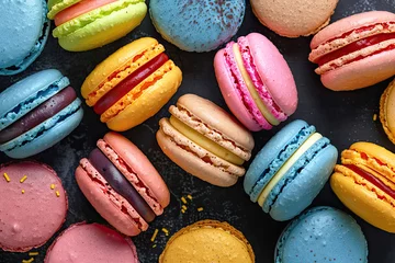 Foto op Canvas Colorful macaroons on table © LipskiyS