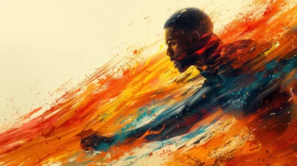 Foto op Canvas High-energy abstract sports illustration, capturing motion and excitement in vibrant colors. © KN Studio
