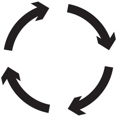 Circle arrow. Circular process, rotate infographic element. Round step loop, sync loading arrow symbol. Rotation option editable stroke vector recycle refresh. Arrow on transparent background . EPS 10