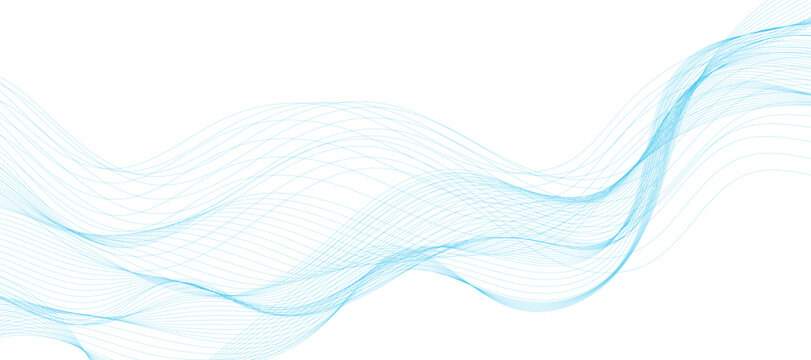 Abstract vector background with blue wavy lines. Blue wave background. Blue lines vector illustration. Curved wave. Abstract wave element for design.