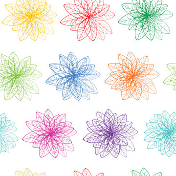 Lotus. Seamless pattern. Floral graphic scribble design. Seamless pattern. Abstract minimal flower. Beautiful floral background. Vector art illustration for textile, wallpaper.