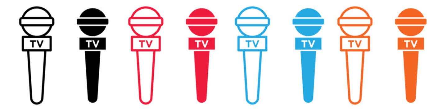 Microphone press icon line art vector