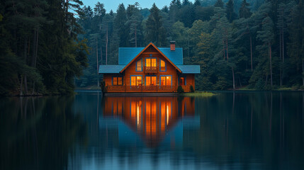 Fototapeta premium house on the lake