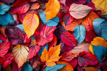 A colorful display of red, orange, and yellow leaves covering th