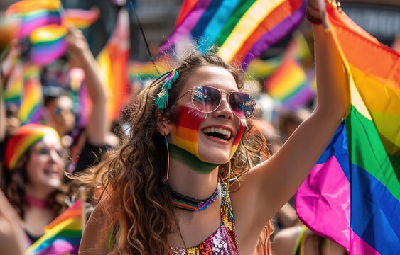 a girl celebrates gay pride day