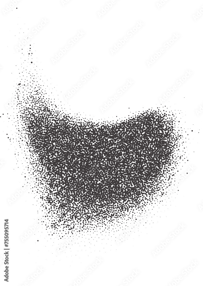 Poster halftone dotted shape. stipple blob. noisy abstract design element with grainy shadow texture. rando