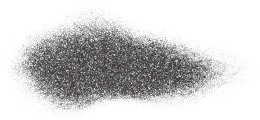 Halftone dotted shape. Stipple blob. Noisy abstract design element with grainy shadow texture. Random organic fluid.