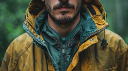 Fototapeta premium A man with a beard wearing a yellow jacket