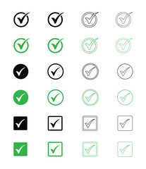 Green check mark icon. Check mark vector icon. Checkmark Illustration. Vector symbols set ,green checkmark isolated on white background.