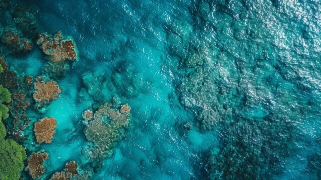 The serene beauty of a coral reef from an aerial viewpoint