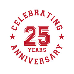 25 years anniversary celebration design template. 25th vector and illustration.